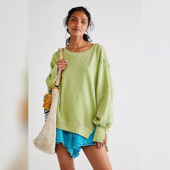 We The Free - Free People Camden Sweatshirt - Luna Moth / Lightning Bolt ? - Med - Picture 2 of 10